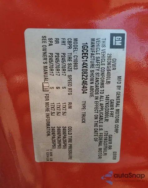 2008 Chevrolet Silverado C1500 from USA, damaged, VIN 1GCEC14X08Z246404